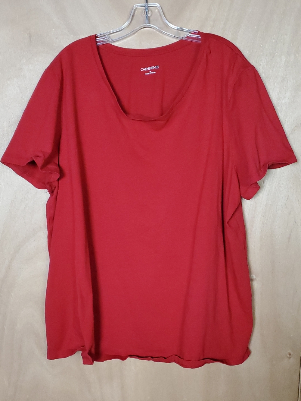 Catherines Vibrant Red Scoop Neck Short Sleeve Top